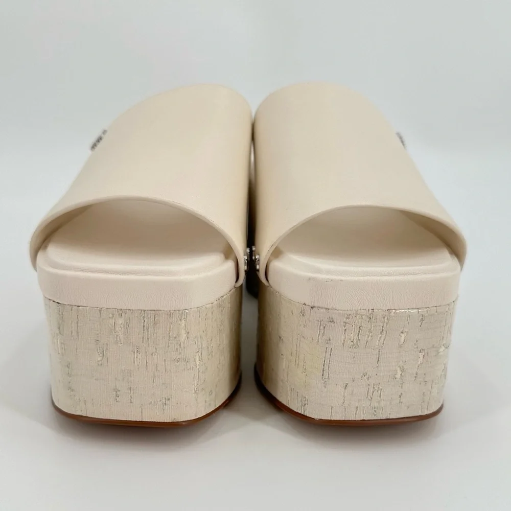 DKNY Alvy Studded Square Toe Platform Wedge Slip On Leather Slides Size 7M